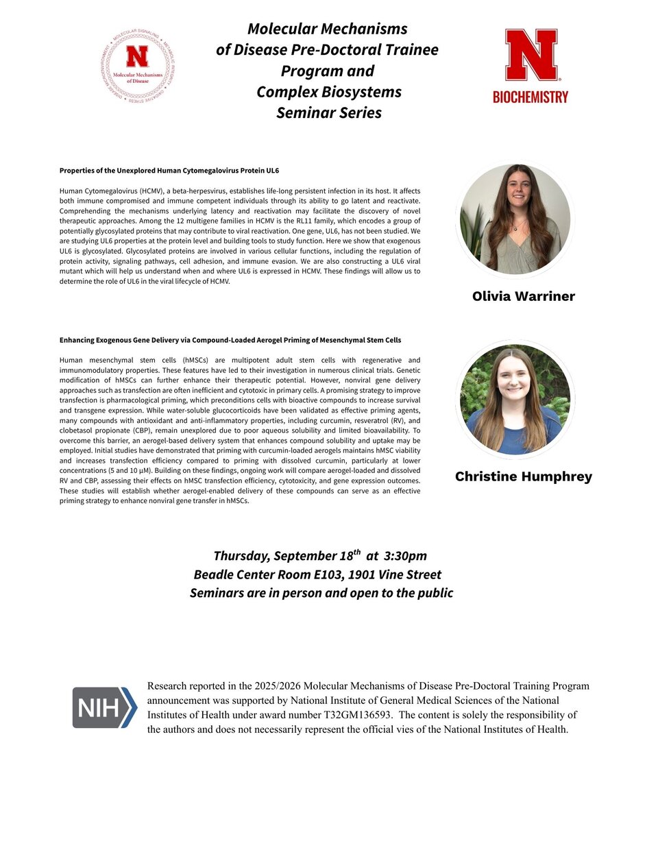 Olivia Warriner and Christine Humphrey Presentation